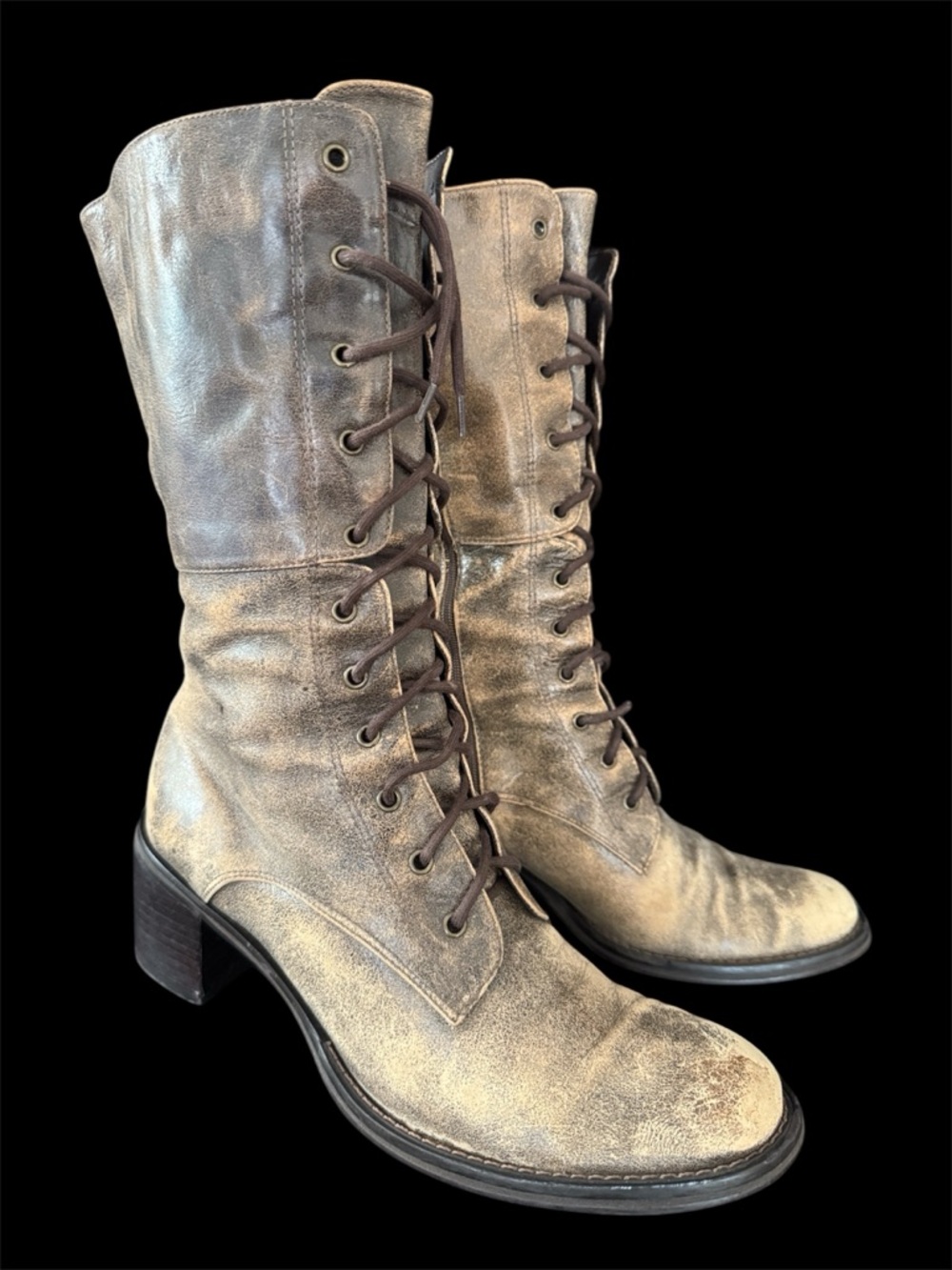 Vintage Pazzo Distressed Look Lace up Boots - Picture 8 of 17